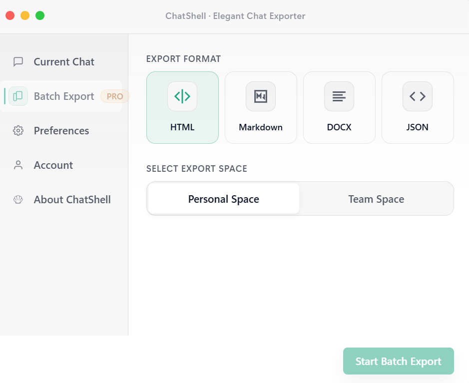 ChatShell batch exporting multiple ChatGPT conversations