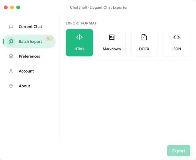 Batch export (Pro)