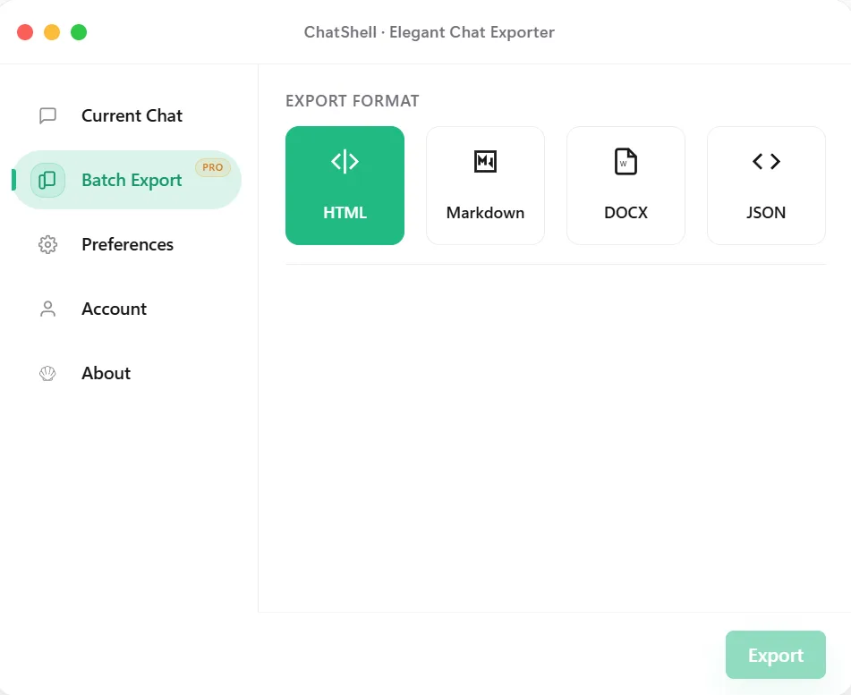 Batch export (Pro)